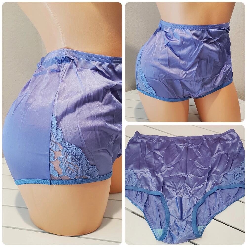 Vanity Fair Lace Nouveau Nylon Full Cut Panty Lace Shiny Purple Hypnotize 7/L